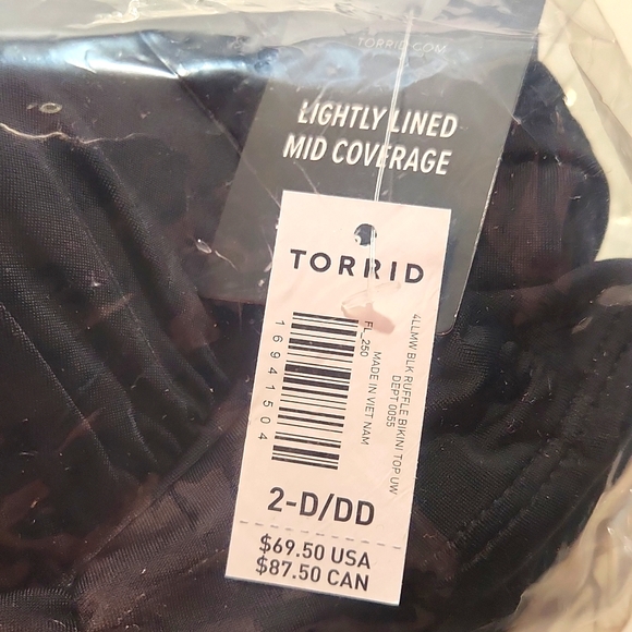 ❤️NWT VINTAGE TORRID UNDERWIRE SWIM TOP RUFFLE BLACK - PLUS SIZE - Picture 7 of 11